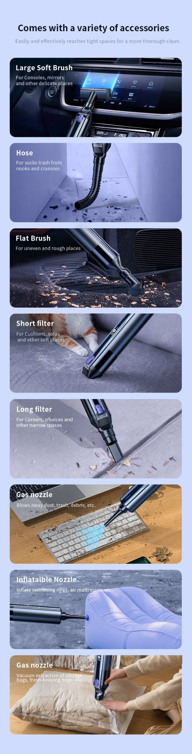 CAFELE 18000Pa Car Vacuum Cleaner 4-in-1 Handheld Portable Wireless Vacuum Cleaner Powerful Air Gun Blower Rechargeable CAFELE 18000Pa Car Vacuum Cleaner 4-in-1 Handheld Portable Wireless Vacuum Cleaner Powerful Air Gun Blower Rechargeable