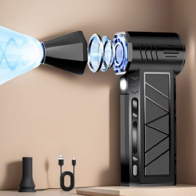Cordless Rechargeable Jet Dry Blower, 3-Gear 110000 RPM Electric Air Blower with USB Vacuums Cleaner & Compressed Air Duster