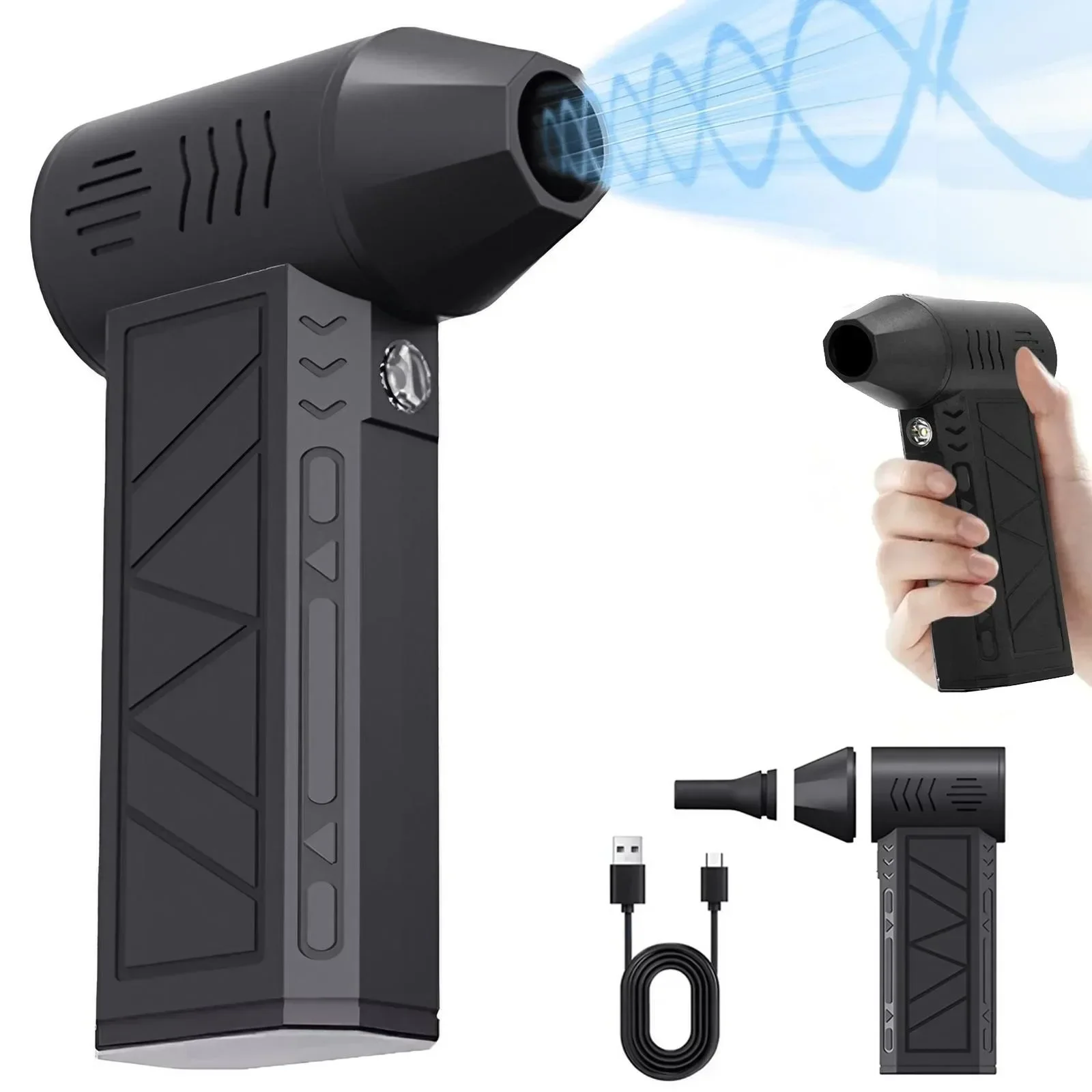Cordless Rechargeable Jet Dry Blower, 3-Gear 110000 RPM Electric Air Blower with USB Vacuums Cleaner & Compressed Air Duster Cordless Rechargeable Jet Dry Blower, 3-Gear 110000 RPM Electric Air Blower with USB Vacuums Cleaner & Compressed Air Duster