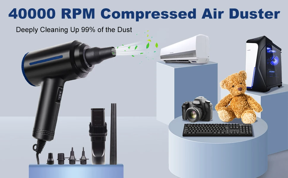 500W Electric Air Duster, Air Blower Replaces Canned Air Spray for PC Computer Keyboard Cleaner Compressed Air Can Duster 500W Electric Air Duster, Air Blower Replaces Canned Air Spray for PC Computer Keyboard Cleaner Compressed Air Can Duster