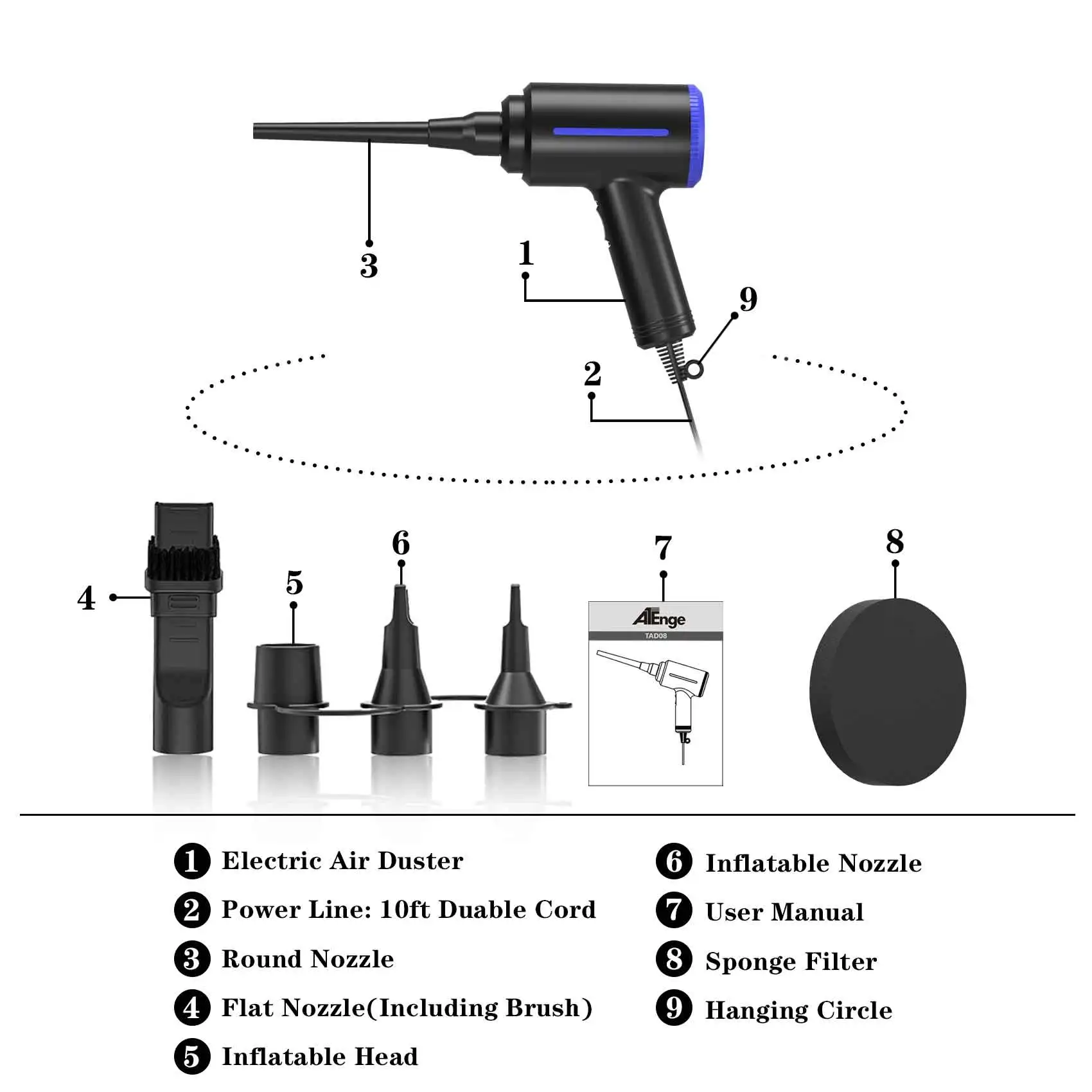 500W Electric Air Duster, Air Blower Replaces Canned Air Spray for PC Computer Keyboard Cleaner Compressed Air Can Duster 500W Electric Air Duster, Air Blower Replaces Canned Air Spray for PC Computer Keyboard Cleaner Compressed Air Can Duster