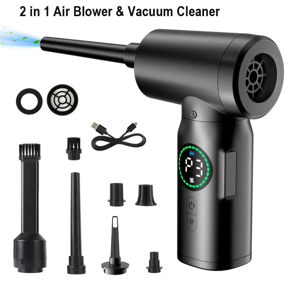 US.EU 7500mAh Wireless Compressed Air Duster 2 in 1 Air Blower & Vacuum Cleaner Cordless Duster Blower for Keyboard Computer PC US.EU 7500mAh Wireless Compressed Air Duster 2 in 1 Air Blower & Vacuum Cleaner Cordless Duster Blower for Keyboard Computer PC
