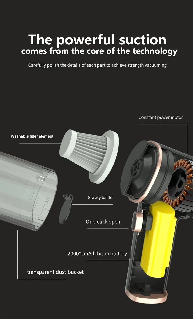 EAFC Car Vacuum Cleaner Portable Wireless Vacuum 47000PA Strong Suction Handheld Vacuum Cleaner Powerful Blower Dust for CarHome EAFC Car Vacuum Cleaner Portable Wireless Vacuum 47000PA Strong Suction Handheld Vacuum Cleaner Powerful Blower Dust for CarHome