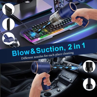 Handheld Car Vacuum Cleaner 9000Pa Vacuum Cleaner and Air Duster 120W High Power Hand Held Vacuum with LED Light - Image 2