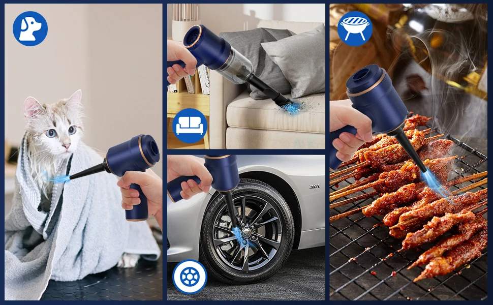 Handheld Car Vacuum Cleaner 9000Pa Vacuum Cleaner and Air Duster 120W High Power Hand Held Vacuum with LED Light Handheld Car Vacuum Cleaner 9000Pa Vacuum Cleaner and Air Duster 120W High Power Hand Held Vacuum with LED Light