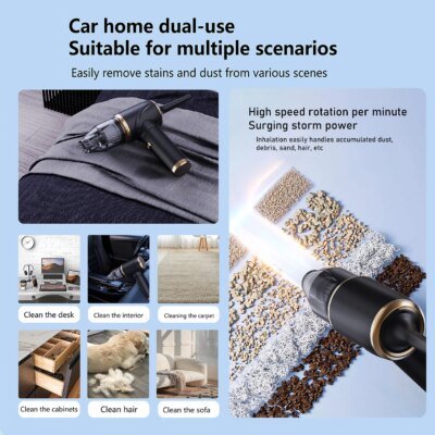Car wireless handheld vacuum cleaner: USB portable charging, blow-suction integrated dust collector, small and large suction! - Image 3