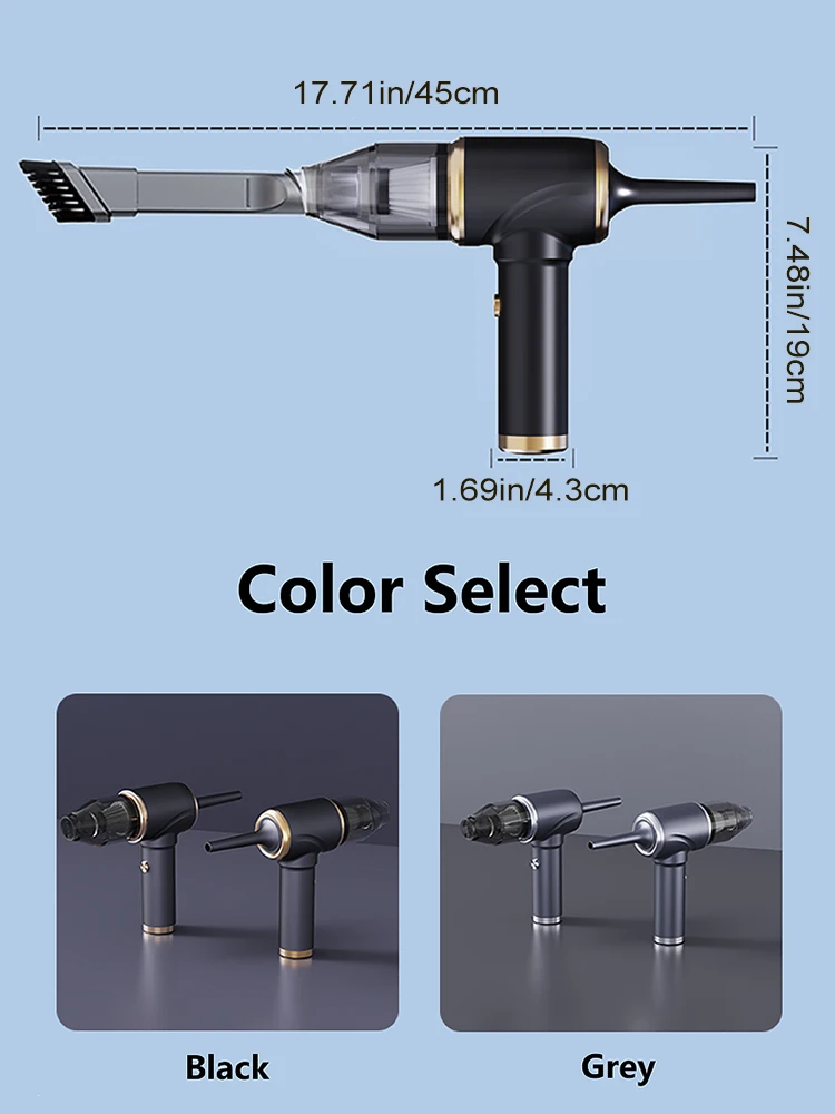 Car wireless handheld vacuum cleaner: USB portable charging, blow-suction integrated dust collector, small and large suction!