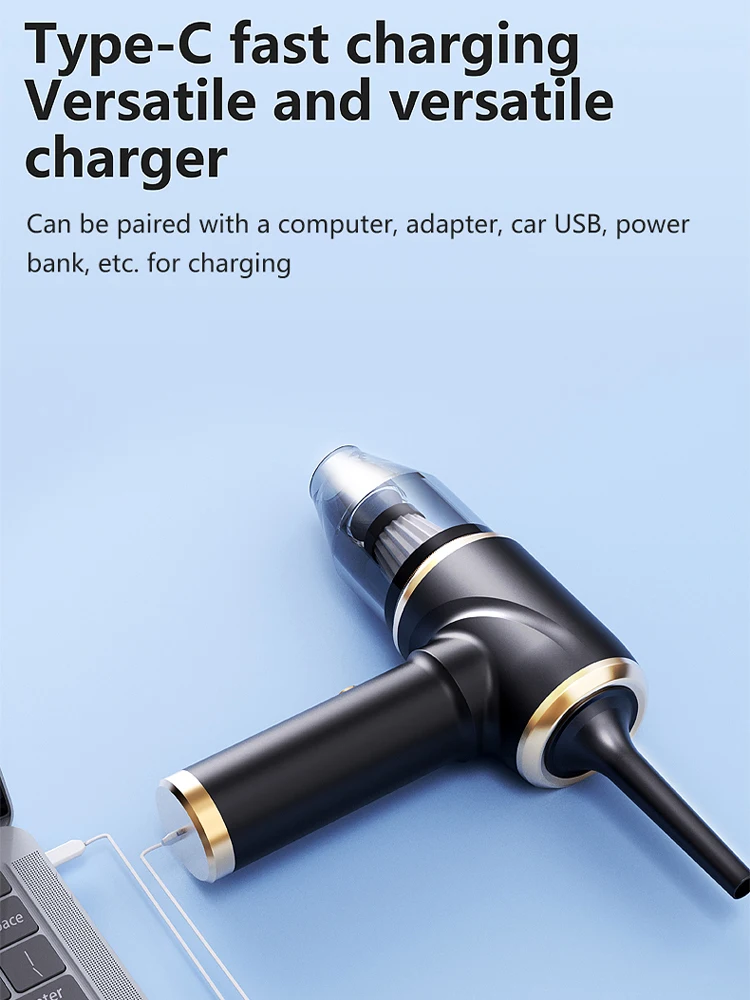Car wireless handheld vacuum cleaner: USB portable charging, blow-suction integrated dust collector, small and large suction!