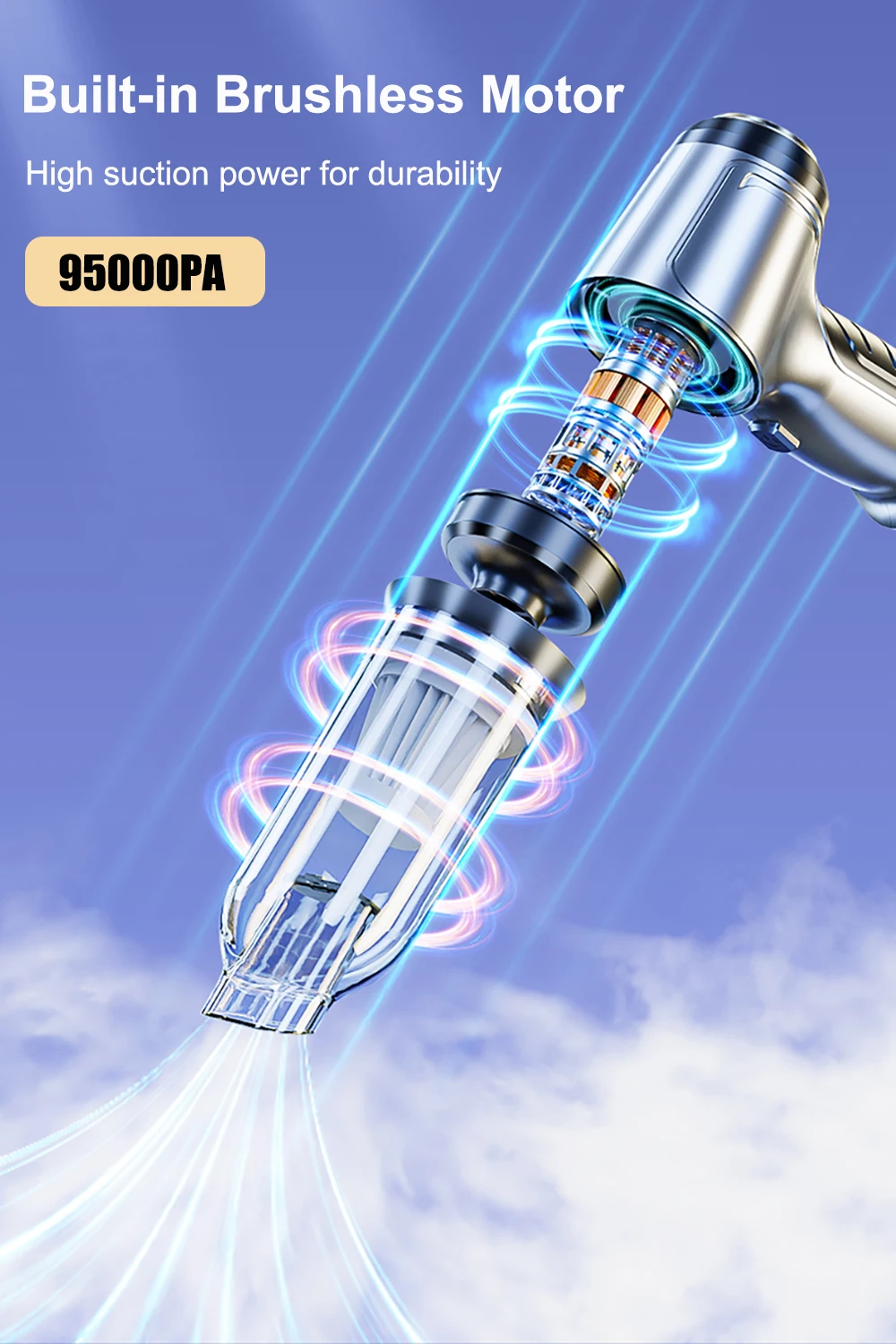 Car Vacuum Cleaner 95000PA Strong Suction Handheld Wireless Vacuum Cleaner for Car Household Portable Vacuum Cleaner Blower