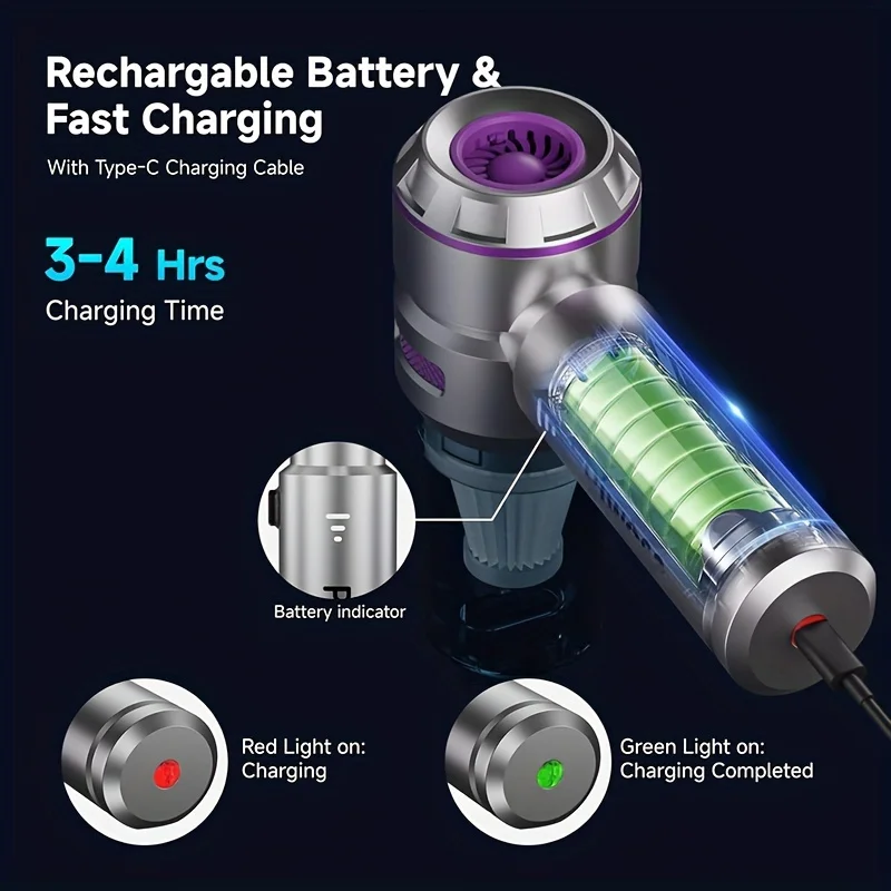 Car Vacuum Cleaner Portable Handheld Wireless Brushless Motor Cleaning Machine Powerful Air Duster for Home Appliance