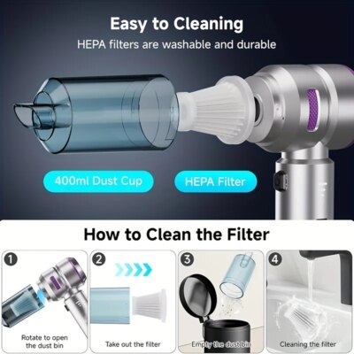 Car Vacuum Cleaner Portable Handheld Wireless Brushless Motor Cleaning Machine Powerful Air Duster for Home Appliance - Image 6