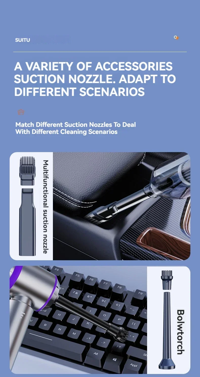 Car Vacuum Cleaner High Power Portable Handheld Wireless Brushless Motor Cleaning Machine Powerful Air Duster for Home Appliance Car Vacuum Cleaner High Power Portable Handheld Wireless Brushless Motor Cleaning Machine Powerful Air Duster for Home Appliance
