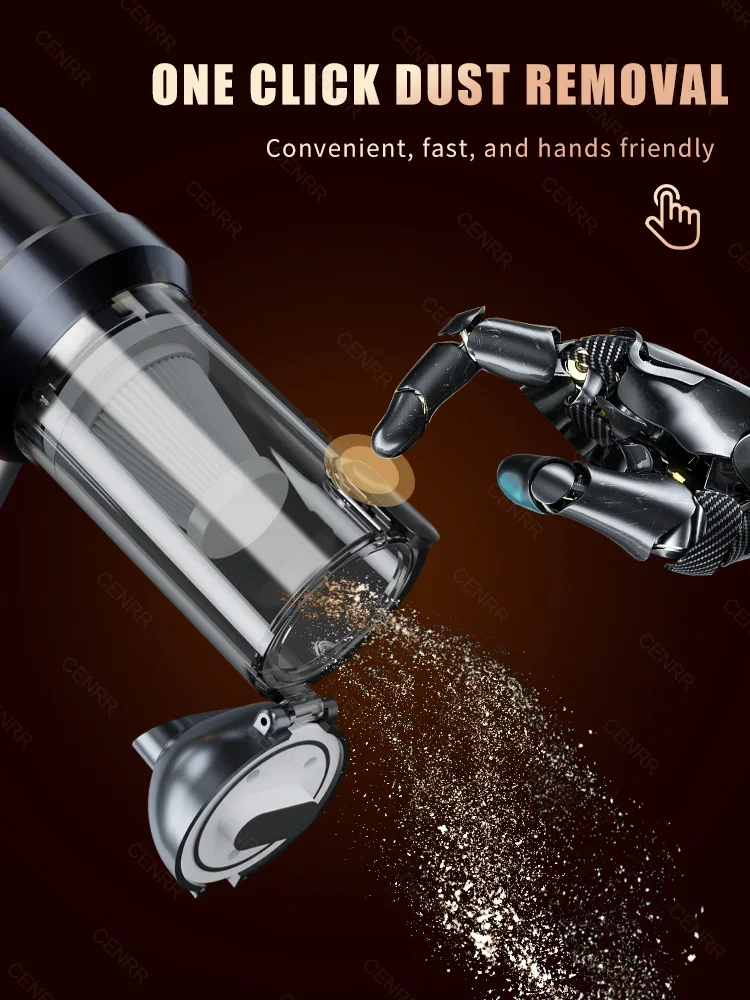 CENRR 998000PA Car Vacuum Cleaner Portable Powerful HandHeld Car Cleaner Dust Display Lamp Strong Suction Air Gun