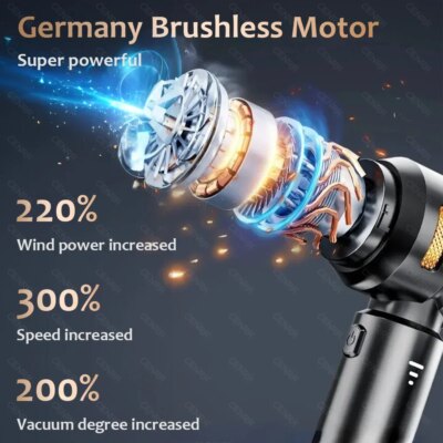 CENRR 998000PA Car Vacuum Cleaner Portable Powerful HandHeld Car Cleaner Dust Display Lamp Strong Suction Air Gun - Image 2