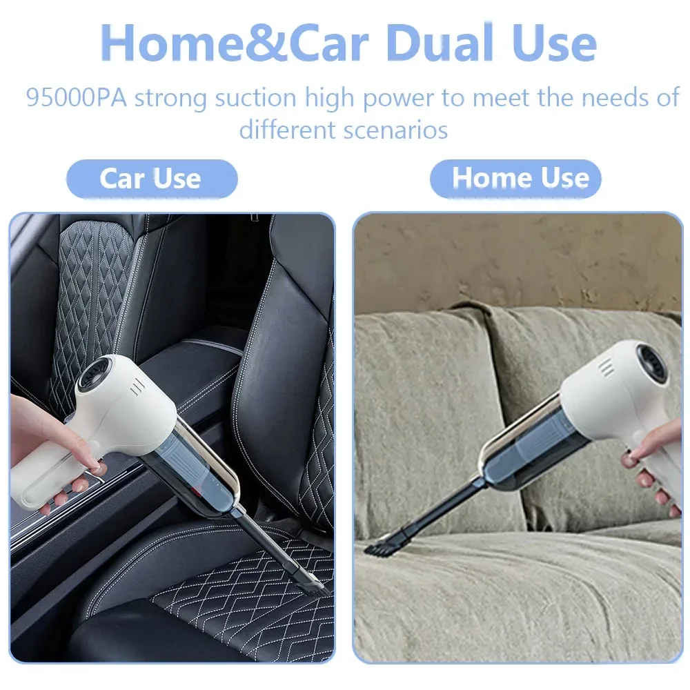 Car Vacuum Cleaner Wireless Portable Vacuum Cleaner For Car 95000PA High Power Mini Handheld Car Vacuum Cleaner Blower 2 in 1