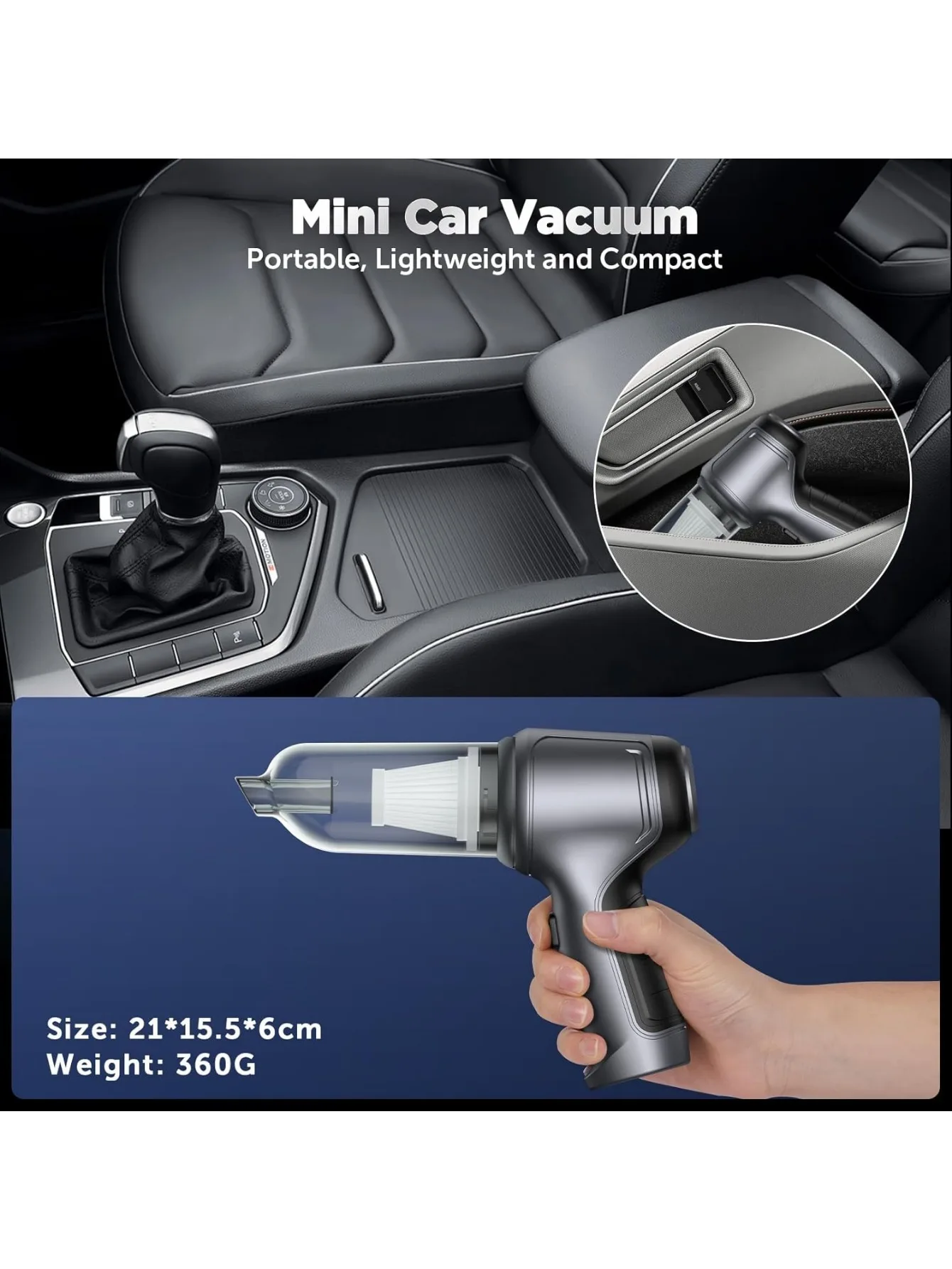 Car Vacuum Cleaner Wireless Portable Vacuum Cleaner 95000PA Strong Suction Handheld Mini Cleaner High Power Blower for Car Home
