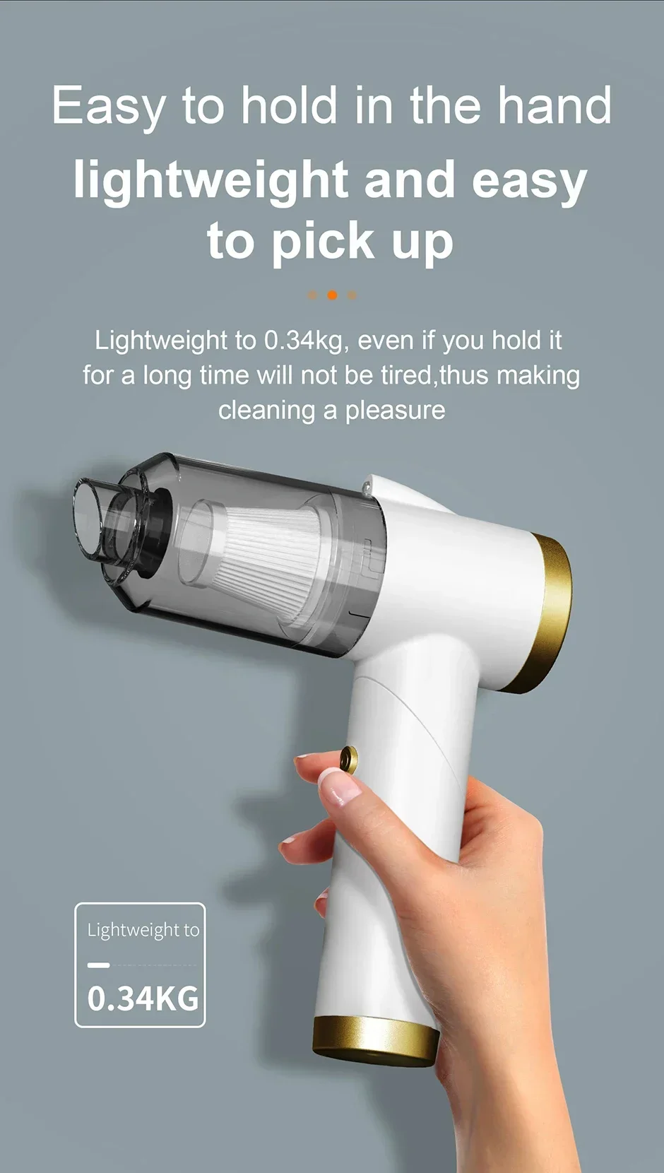 Cordless Car Hoover Foldable 9000PA Wireless Vacuum Cleaner 4000mAh Mini Dust Collector 120W USB Powered for Vehicle Home Office
