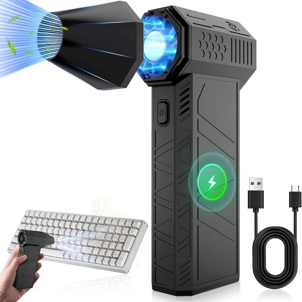 Mini Electric Air Duster Turbo Jet Fan Electric Air Duster with 3 Gear Adjustable For Home Car Computer Cleaning Blower Tool