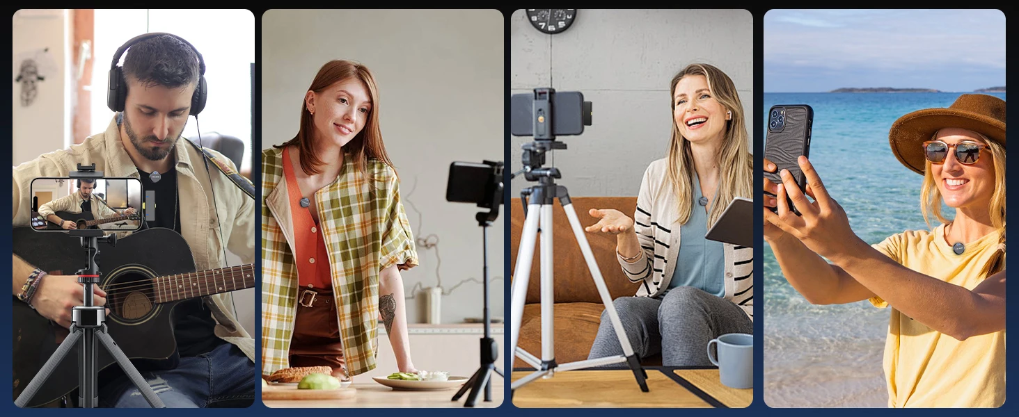 Wireless Lavalier Microphone 200m Pickup 32 Hours Recording For iPhone 15 14 13 /Android/Youtube/Live Streaming Record Interview