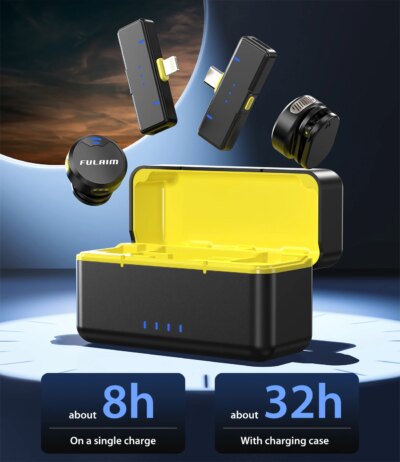 Wireless Lavalier Microphone 200m Pickup 32 Hours Recording For iPhone 15 14 13 /Android/Youtube/Live Streaming Record Interview - Image 2