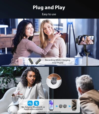 Wireless Lavalier Microphone 200m Pickup 32 Hours Recording For iPhone 15 14 13 /Android/Youtube/Live Streaming Record Interview - Image 5