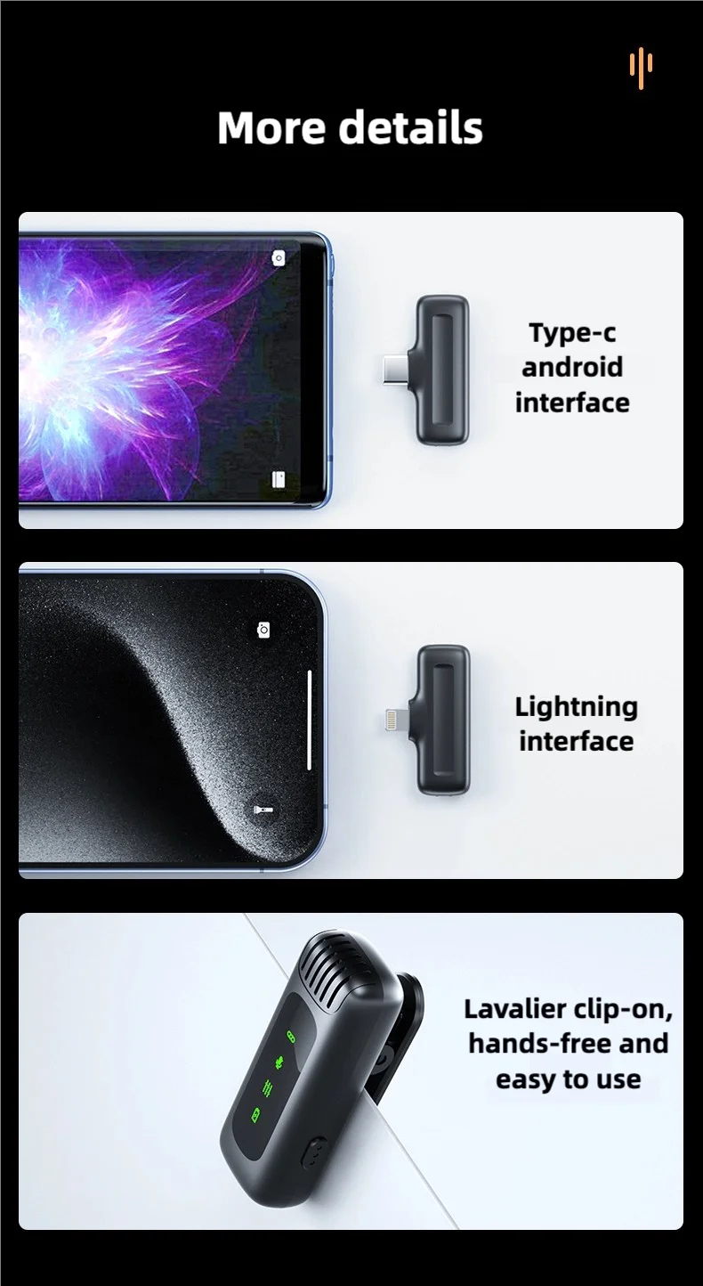 FIFAR Wireless Lavalier Lapel Microphone Portable Noise Reduction Audio Recording For iPhone Android PC With Charging Box