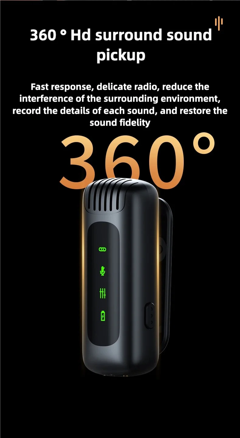 FIFAR Wireless Lavalier Lapel Microphone Portable Noise Reduction Audio Recording For iPhone Android PC With Charging Box