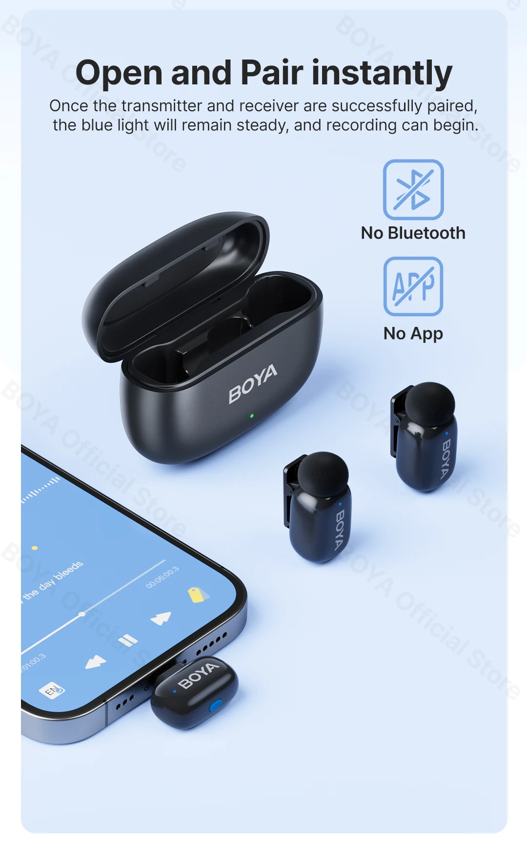 BOYA BOYA Mini Wireless Lavalier Lapel Microphone for iPhone iPad Android Type-C Phone Live Broadcast Audio Video Recording Vlog BOYA BOYA Mini Wireless Lavalier Lapel Microphone for iPhone iPad Android Type-C Phone Live Broadcast Audio Video Recording Vlog