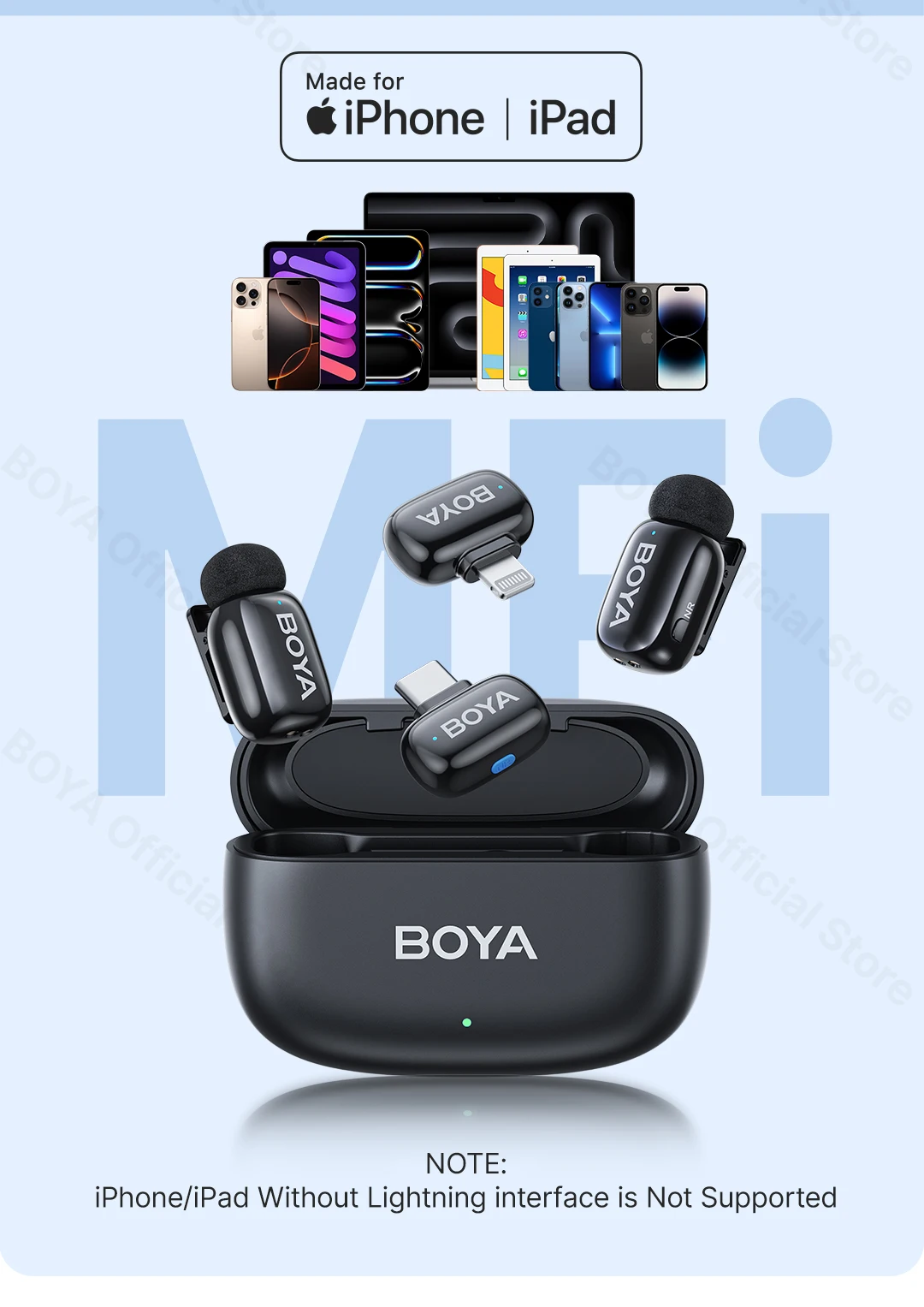 BOYA BOYA Mini Wireless Lavalier Lapel Microphone for iPhone iPad Android Type-C Phone Live Broadcast Audio Video Recording Vlog BOYA BOYA Mini Wireless Lavalier Lapel Microphone for iPhone iPad Android Type-C Phone Live Broadcast Audio Video Recording Vlog