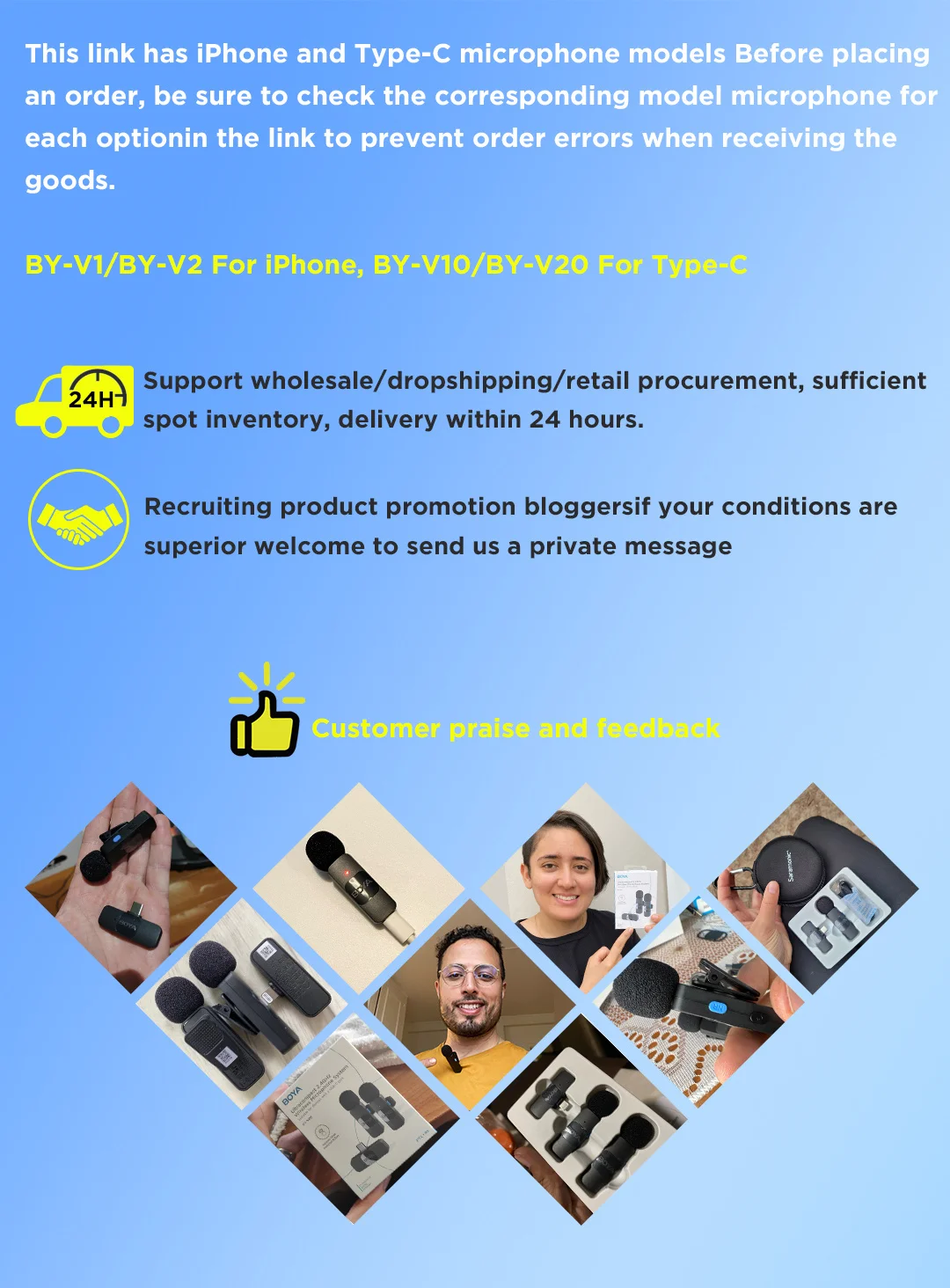 BOYA BY-V Professional Wireless Lavalier Mini Microphone for iPhone iPad Android Live Broadcast Gaming Recording Interview Vlog BOYA BY-V Professional Wireless Lavalier Mini Microphone for iPhone iPad Android Live Broadcast Gaming Recording Interview Vlog