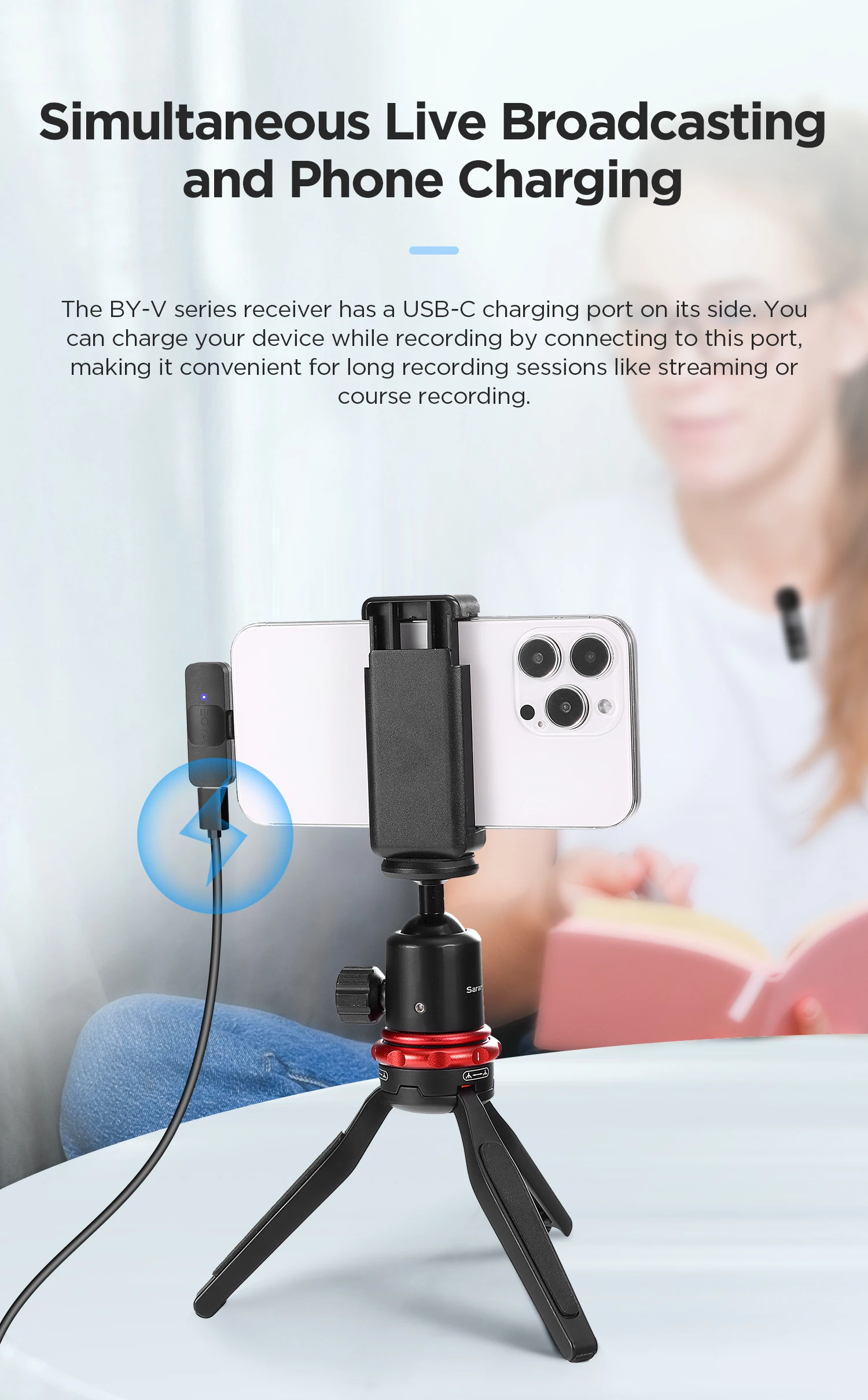 BOYA BY-V Professional Wireless Lavalier Mini Microphone for iPhone iPad Android Live Broadcast Gaming Recording Interview Vlog BOYA BY-V Professional Wireless Lavalier Mini Microphone for iPhone iPad Android Live Broadcast Gaming Recording Interview Vlog