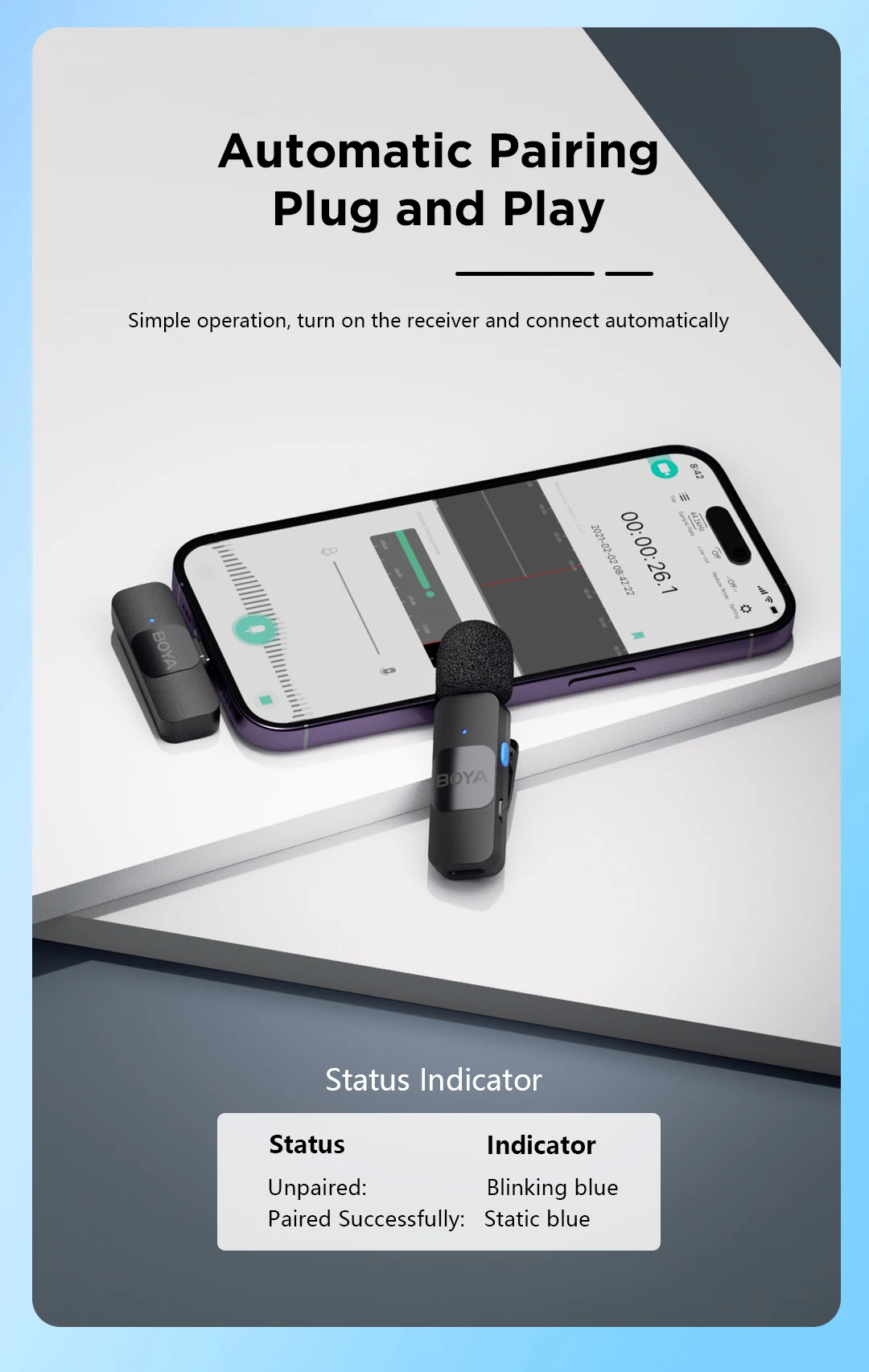 BOYA BY-V Professional Wireless Lavalier Mini Microphone for iPhone iPad Android Live Broadcast Gaming Recording Interview Vlog BOYA BY-V Professional Wireless Lavalier Mini Microphone for iPhone iPad Android Live Broadcast Gaming Recording Interview Vlog