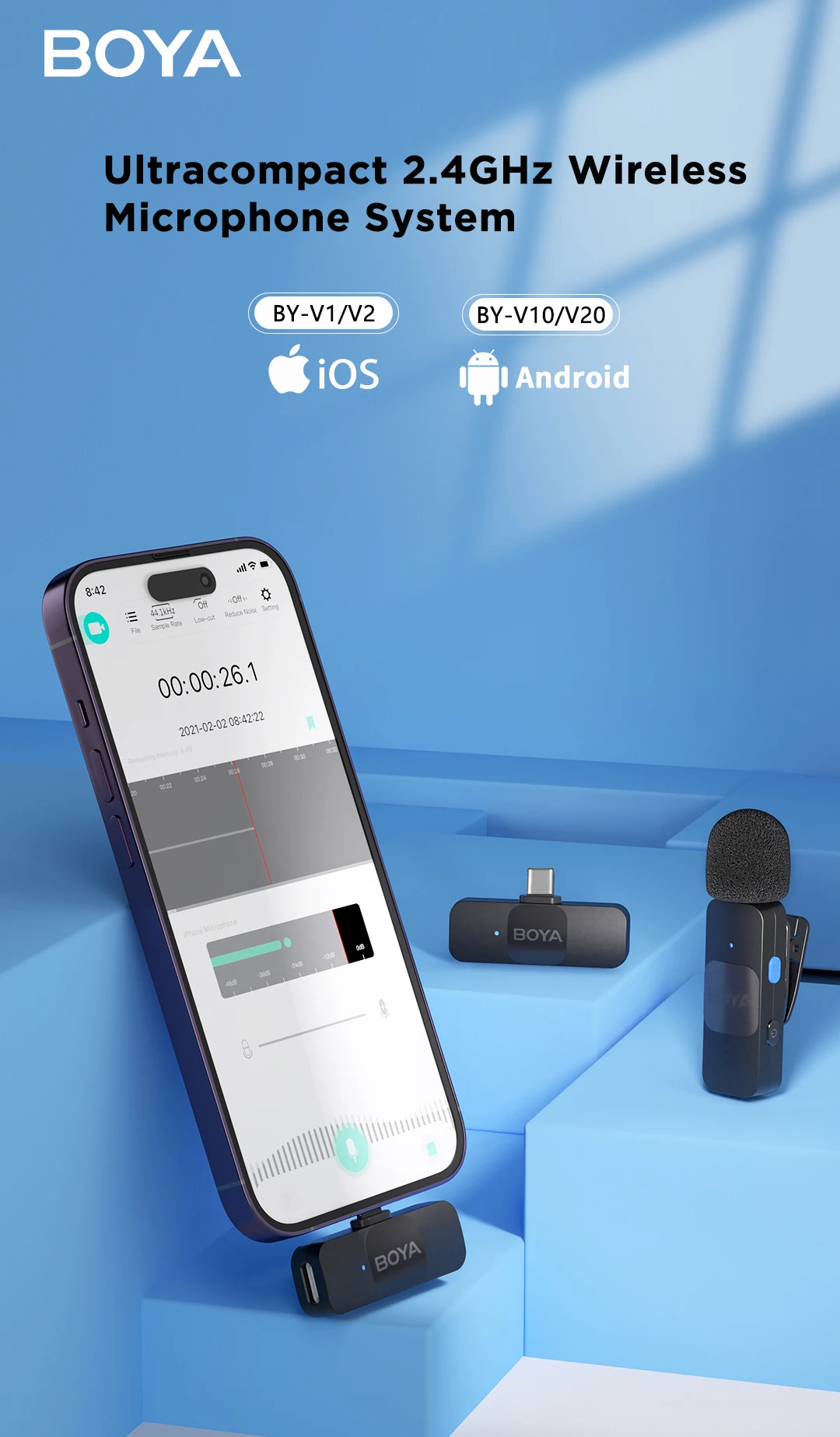 BOYA BY-V Professional Wireless Lavalier Mini Microphone for iPhone iPad Android Live Broadcast Gaming Recording Interview Vlog BOYA BY-V Professional Wireless Lavalier Mini Microphone for iPhone iPad Android Live Broadcast Gaming Recording Interview Vlog
