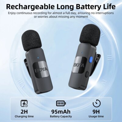BOYA BY-V Professional Wireless Lavalier Mini Microphone for iPhone iPad Android Live Broadcast Gaming Recording Interview Vlog - Image 2