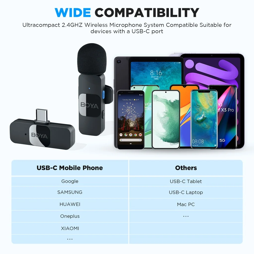 BOYA BY-V Professional Wireless Lavalier Mini Microphone for iPhone iPad Android Live Broadcast Gaming Recording Interview Vlog BOYA BY-V Professional Wireless Lavalier Mini Microphone for iPhone iPad Android Live Broadcast Gaming Recording Interview Vlog