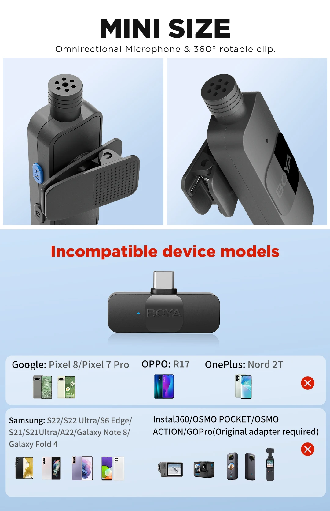 BOYA BY-V Professional Wireless Lavalier Mini Microphone for iPhone iPad Android Live Broadcast Gaming Recording Interview Vlog BOYA BY-V Professional Wireless Lavalier Mini Microphone for iPhone iPad Android Live Broadcast Gaming Recording Interview Vlog