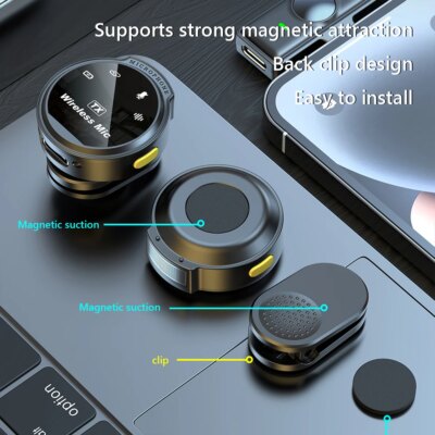 For Xiaomi Wireless Lavalier Lapel Microphone iPhone iPad Android Type-C Phone Live Game Recording Interview with Magnetic Clip - Image 5