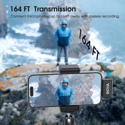 BOYA Omic D/U Wireless Lavalier Lapel Microphone for iPhone iPad Android Type-c Smartphone Youtube Live Recording Interview Vlog - Image 2
