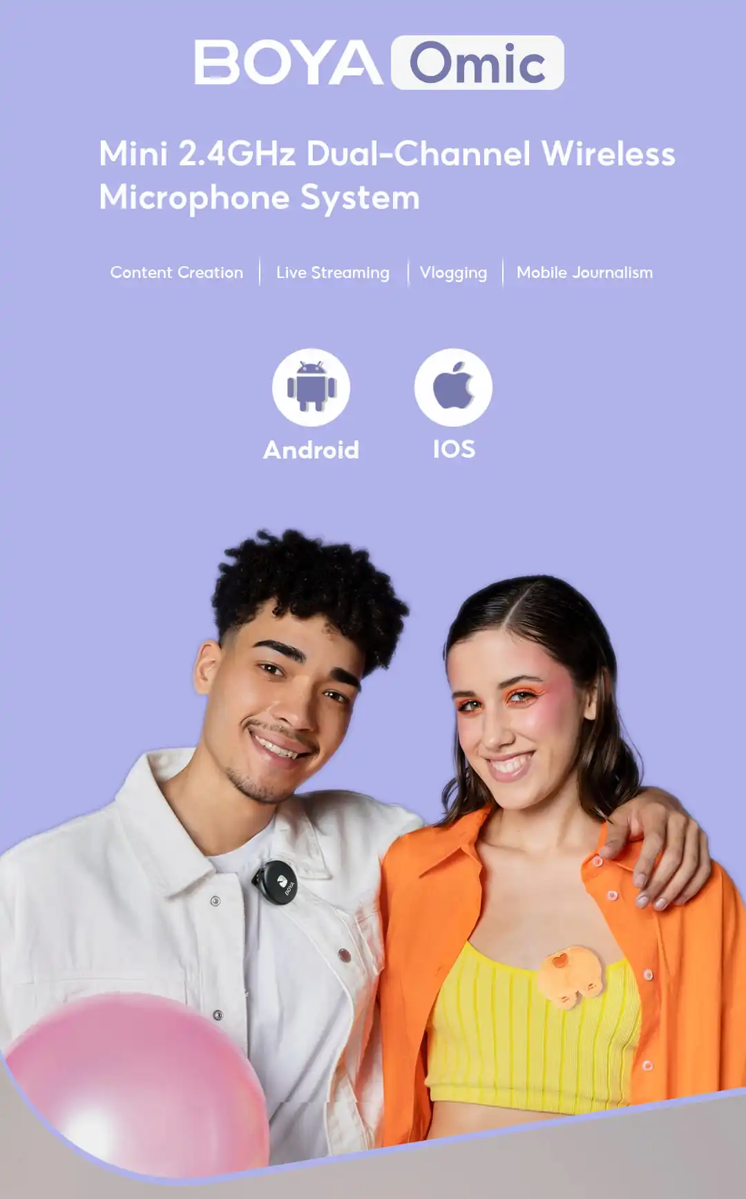 BOYA Omic D/U Wireless Lavalier Lapel Microphone for iPhone iPad Android Type-c Smartphone Youtube Live Recording Interview Vlog BOYA Omic D/U Wireless Lavalier Lapel Microphone for iPhone iPad Android Type-c Smartphone Youtube Live Recording Interview Vlog