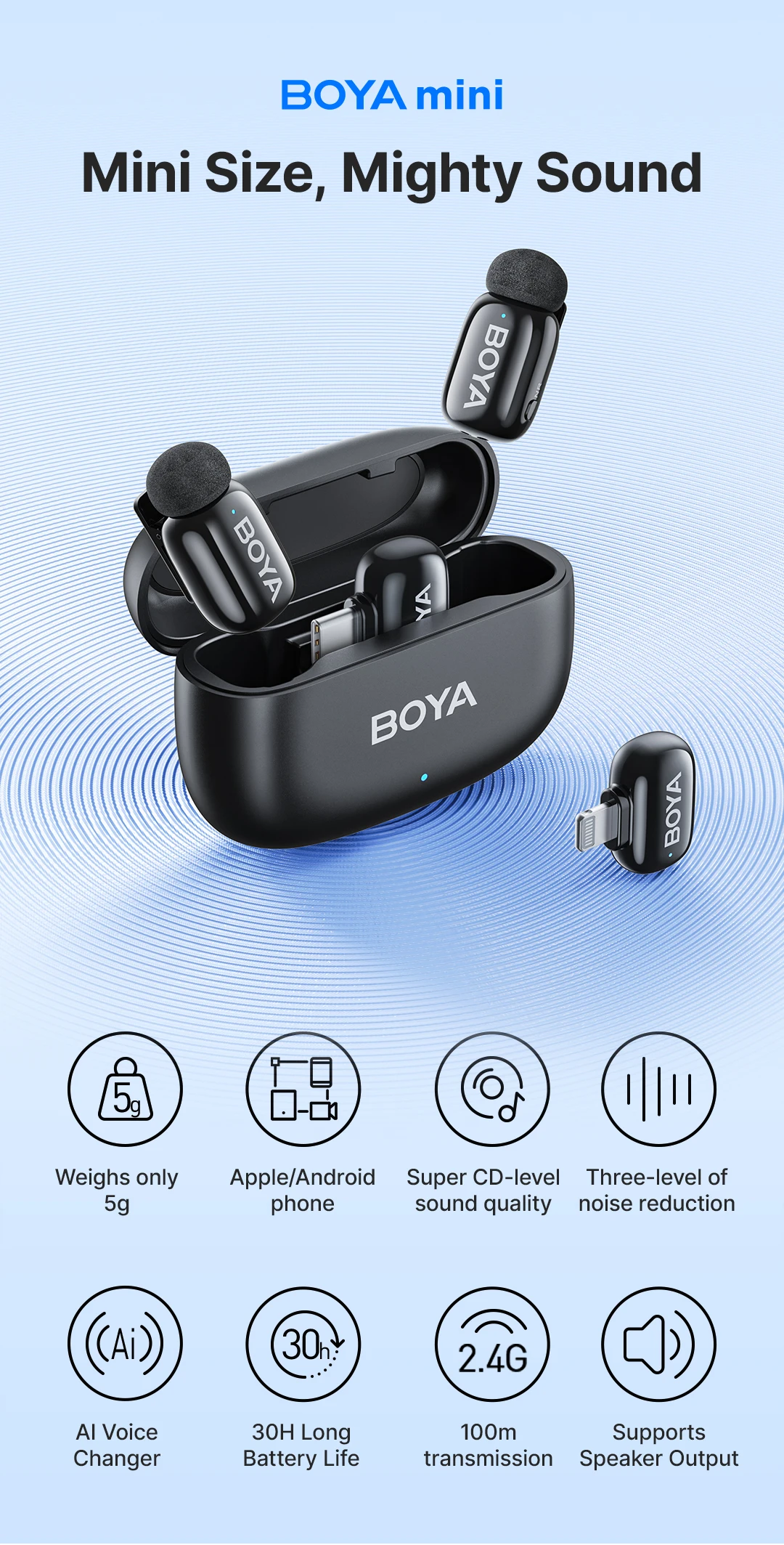 BOYA BOYA Mini Wireless Lavalier Microphone for iPhone 15/16 Series Android Type-C Smartphones Mirroless Cameras Video Recording BOYA BOYA Mini Wireless Lavalier Microphone for iPhone 15/16 Series Android Type-C Smartphones Mirroless Cameras Video Recording