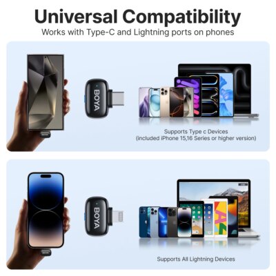 BOYA BOYA Mini Wireless Lavalier Microphone for iPhone 15/16 Series Android Type-C Smartphones Mirroless Cameras Video Recording - Image 6