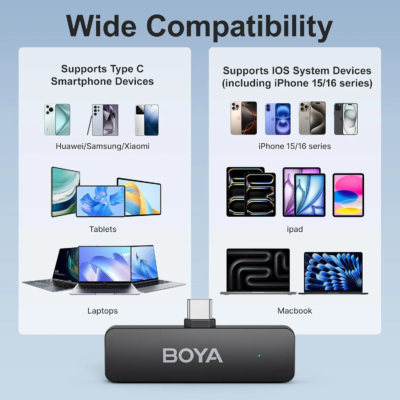 BOYA BY-V4 Four-channel Wireless Lavalier Microphone for iPhone 15 Series Type C Smartphone Lapel Mic for Youtube Recording Vlog - Image 6