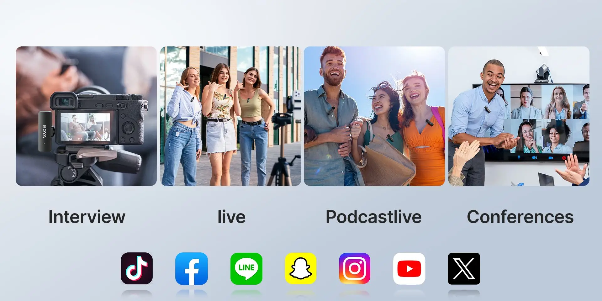 BOYA BY-V4 Four-channel Wireless Lavalier Microphone for iPhone 15 Series Type C Smartphone Lapel Mic for Youtube Recording Vlog