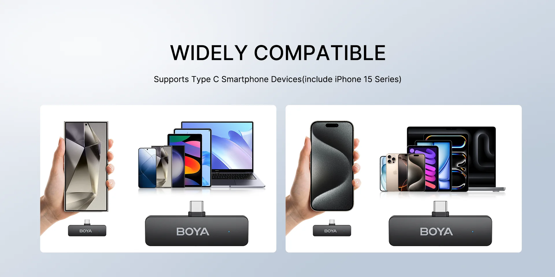 BOYA BY-V4 Four-channel Wireless Lavalier Microphone for iPhone 15 Series Type C Smartphone Lapel Mic for Youtube Recording Vlog