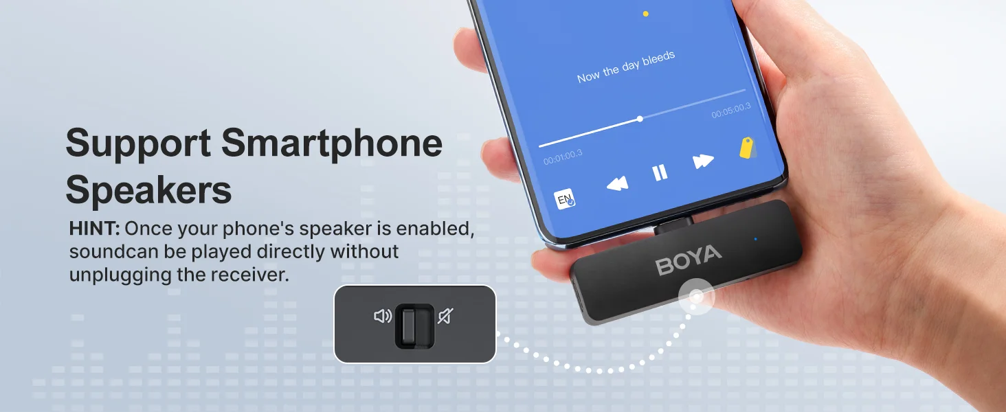BOYA BY-V4 Four-channel Wireless Lavalier Microphone for iPhone 15 Series Type C Smartphone Lapel Mic for Youtube Recording Vlog