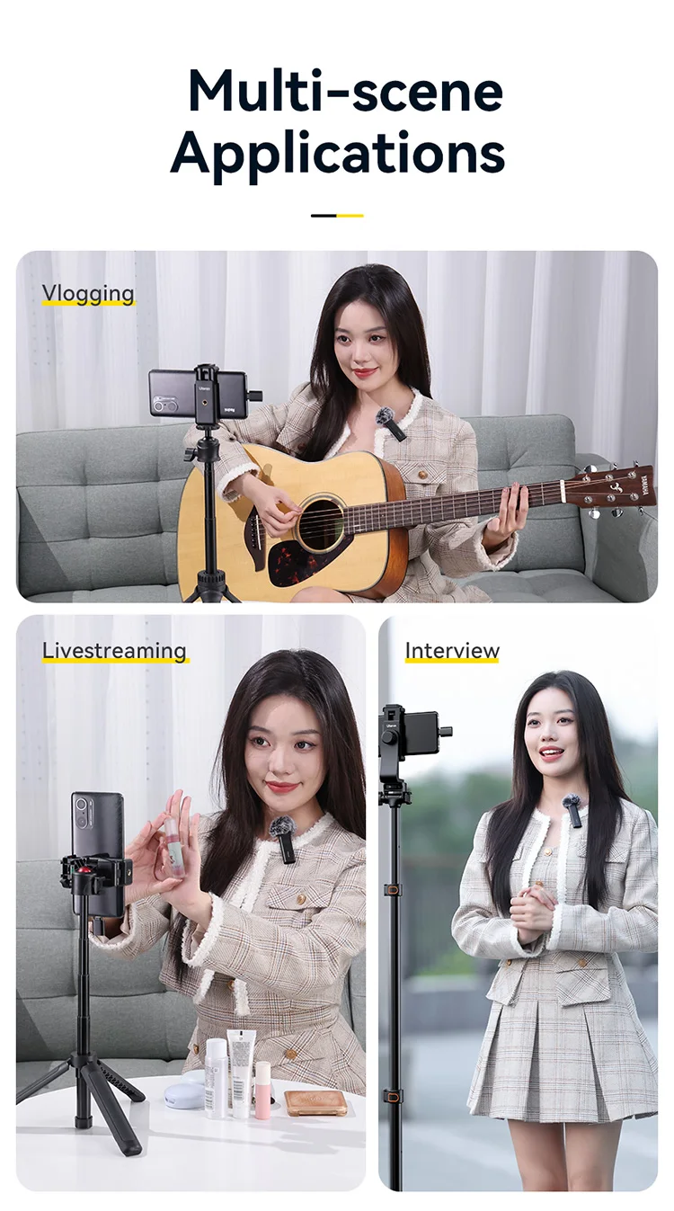 Ulanzi WM-10 Wireles Lavalier Microphone 1 to 1 Mic USB C for Android iPhone with Windproof Sponge For Live Streaming Recording