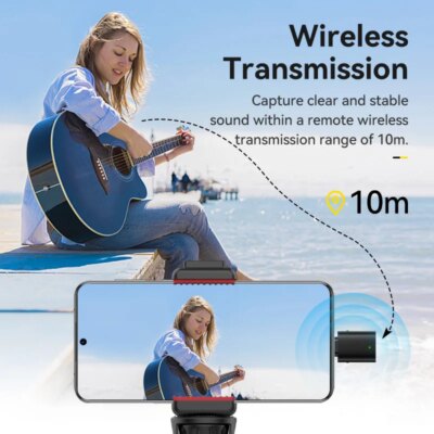 Ulanzi WM-10 Wireles Lavalier Microphone 1 to 1 Mic USB C for Android iPhone with Windproof Sponge For Live Streaming Recording - Image 4