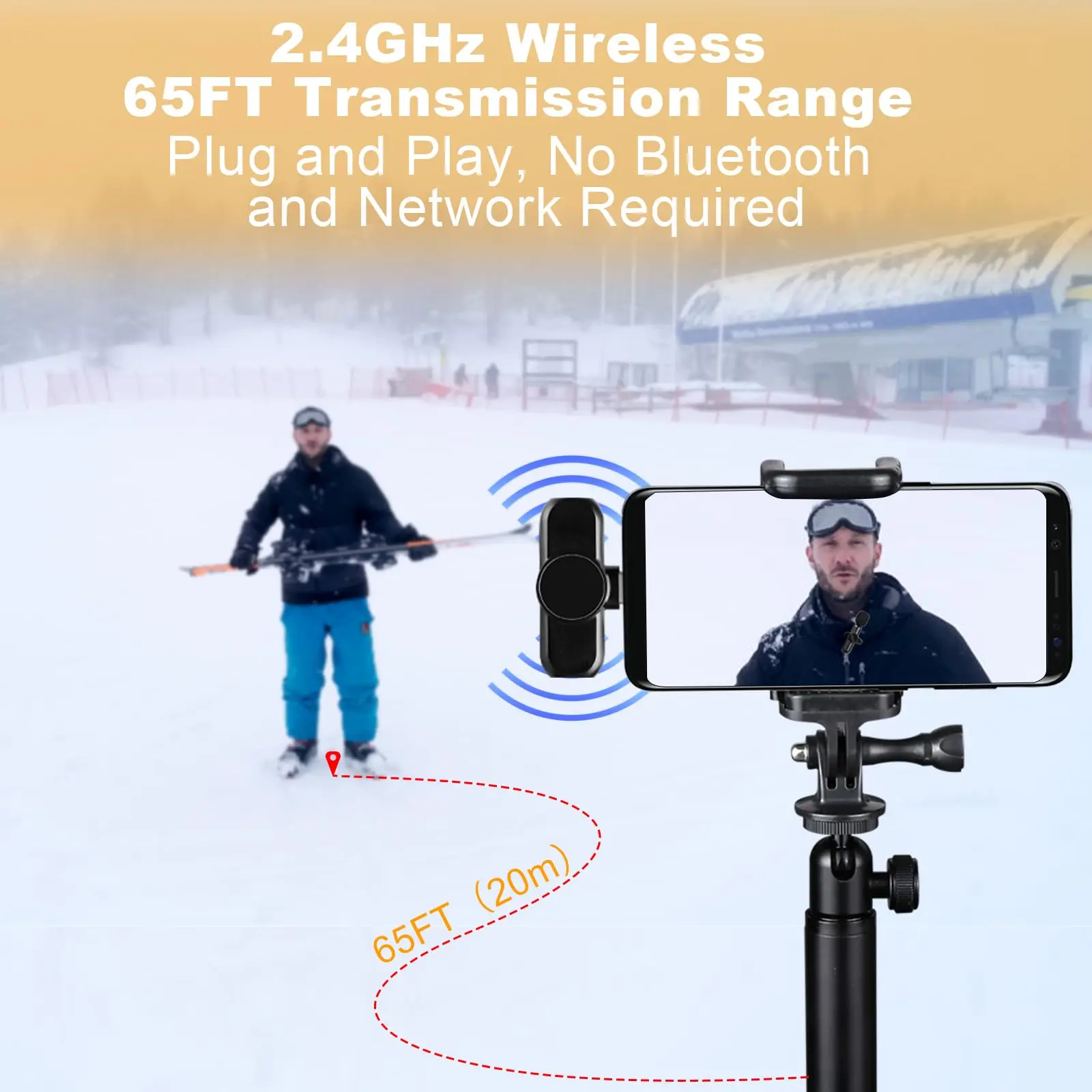 Wireless Lavalier Microphone 2.4G Audio Video Recording Noise Cancelling  for IPhone/iPad/Android/Xiaomi/Samsung Live Game Mic