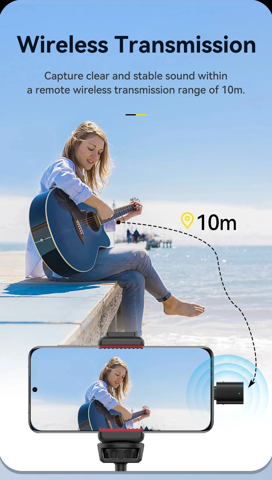 Ulanzi VM-10 Wireless Lavalier Microphone Portable Audio Video Recording Mic For iPhone 16 15 14 Android Live Broadcast Gaming