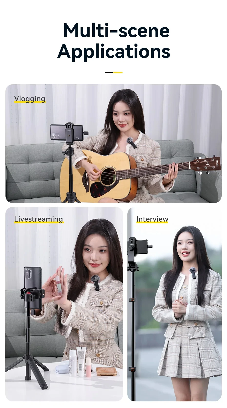 Ulanzi VM-10 Wireless Lavalier Microphone Portable Audio Video Recording Mic For iPhone 16 15 14 Android Live Broadcast Gaming